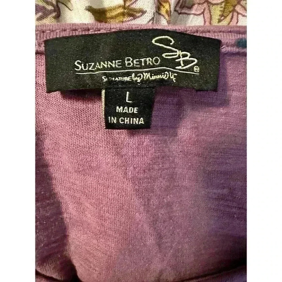 Suzanne Betro Lavender Purple Short Sleeve Butterfly  Lace Sleeve Detail Size L - Picture 4 of 4